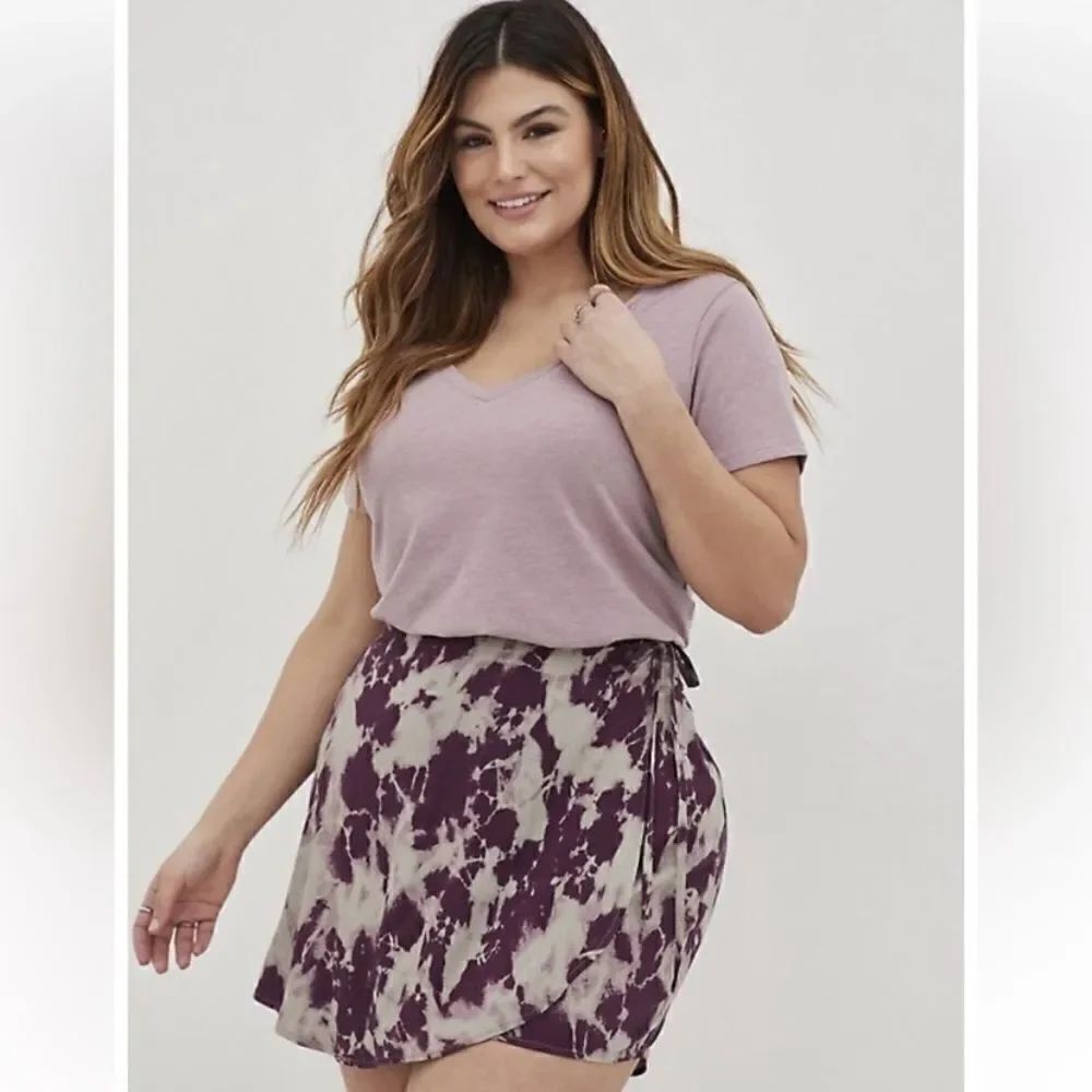 TORRID Wrap Skort - Textured Heather Tie Dye Grey Size 2/Size 2X